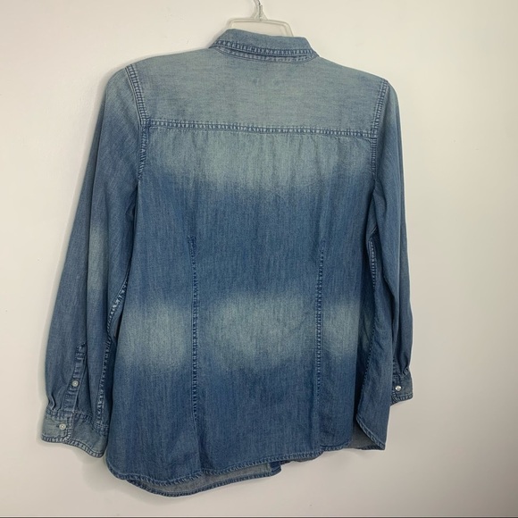Talbots Denim Button Down Top size XLP roll tab - Picture 6 of 10